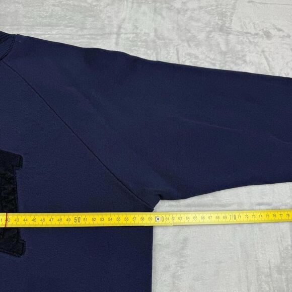 Hanes USA Chenille Patch Crewneck Sweatshirt Navy Vintage Style Size L Retro Y2K - Picture 8 of 8